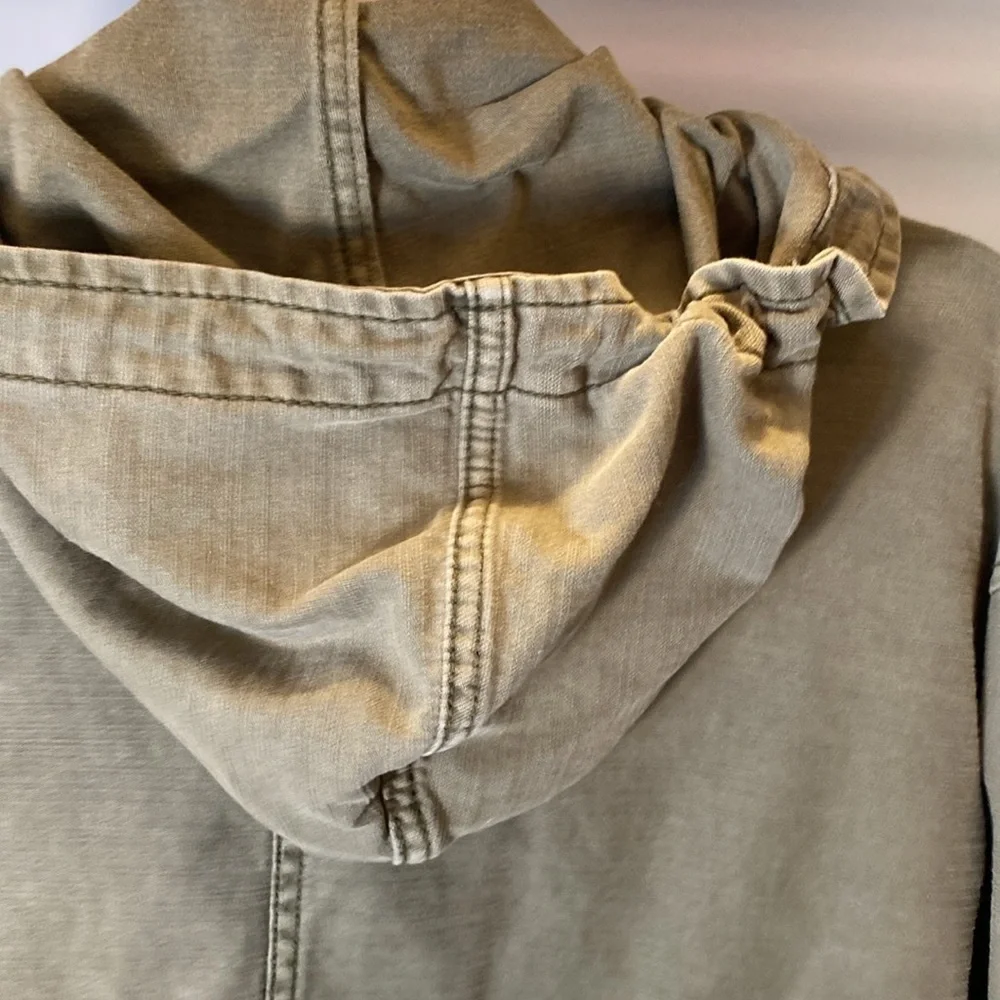 Free People Oversized Army Green Rugged Army Military Jacket Hoodie - Picture 10 of 11